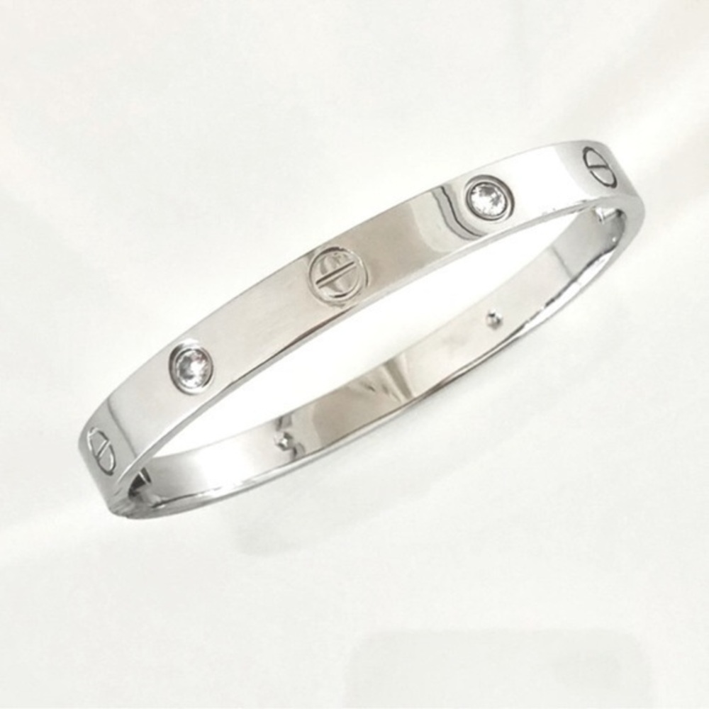 Generic Screw Bangle Bracelet with Screwdriver in Silver with Stones